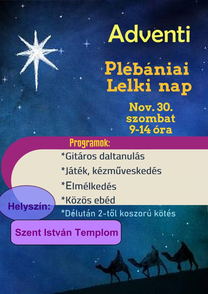 Adventi plébániai lelki nap 2024 november 30 szombat